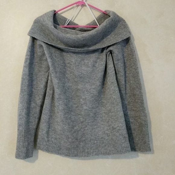 Theory Sweaters - Theory Off Shoulder Gray Melange Sabine Sweater
